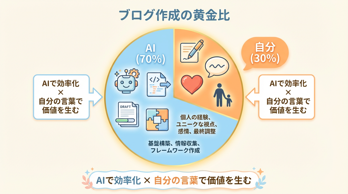 ブログ作成の黄金比（AI 70%：自分 30%）